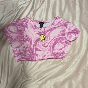 women’s pink tie dye super cropped top